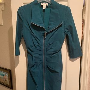 Joseph Ribkoff Zippered Teal Dress Sz 6